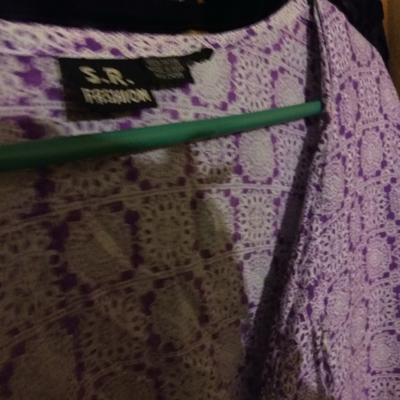 Purple & White Arabesque Tassle-Neck Tunic - Picture 3 of 5